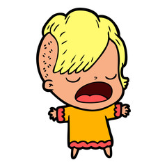 cartoon cool hipster girl talking