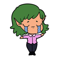 cartoon crying elf girl