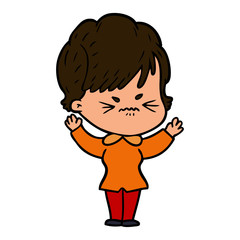 cartoon frustrated woman