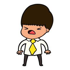 cartoon stressed man