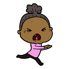 cartoon angry old woman