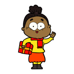 cartoon happy old woman