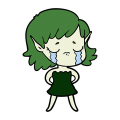 crying cartoon elf girl