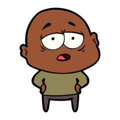 cartoon tired bald man