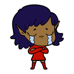 cartoon crying elf girl