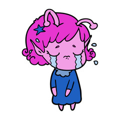 cartoon crying alien girl