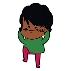 cartoon frustrated woman