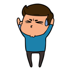 cartoon man sweating