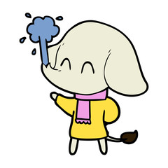 cute cartoon elephant spouting water