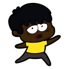 cartoon exhausted boy