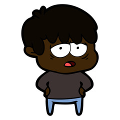 cartoon exhausted boy