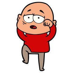 cartoon tired bald man