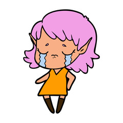 crying cartoon elf girl