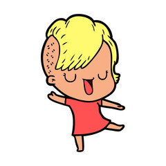 cute cartoon girl with hipster haircut