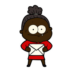 cartoon happy old woman