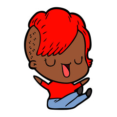 cute cartoon girl with hipster haircut