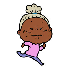 cartoon annoyed old lady