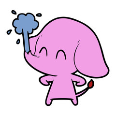 cute cartoon elephant spouting water