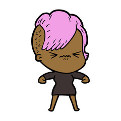 cartoon annoyed hipster girl