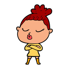 cartoon calm woman