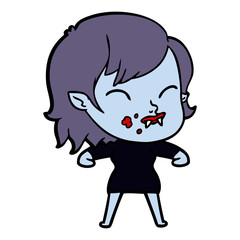 cartoon vampire girl with blood on cheek