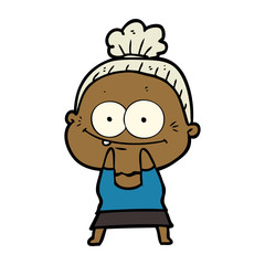cartoon happy old woman