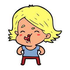 cartoon girl pulling face