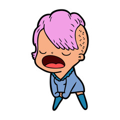 cartoon cool hipster girl talking