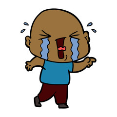 cartoon crying bald man