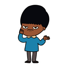 annoyed cartoon boy