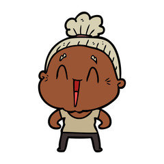 cartoon happy old lady