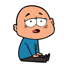 cartoon tired bald man