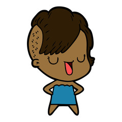 cute cartoon girl with hipster haircut