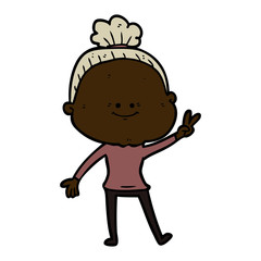 cartoon happy old woman