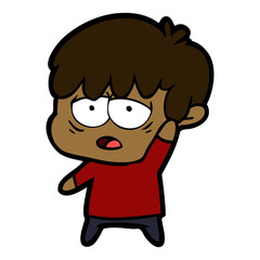 cartoon exhausted boy