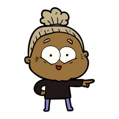cartoon happy old woman