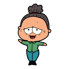 cartoon happy old lady