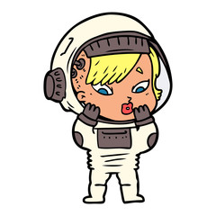cartoon astronaut woman