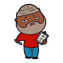 cartoon worried man with beard