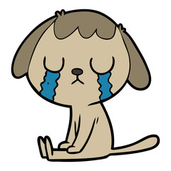 cute cartoon dog crying