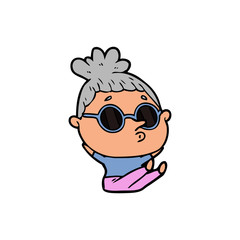 cartoon woman wearing sunglasses