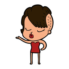 cartoon pretty hipster girl