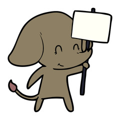 cute cartoon elephant with sign