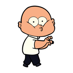 cartoon bald man staring