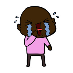 cartoon crying bald man
