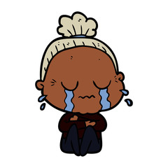 Fototapeta premium cartoon crying old lady