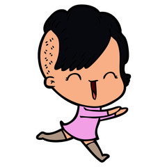 cartoon happy hipster girl