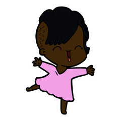 cartoon happy hipster girl