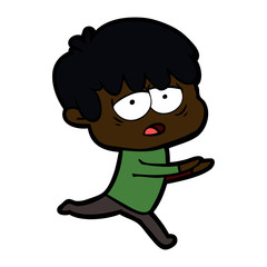 cartoon exhausted boy