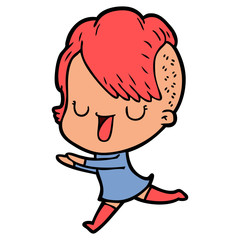 Obraz premium cute cartoon girl with hipster haircut